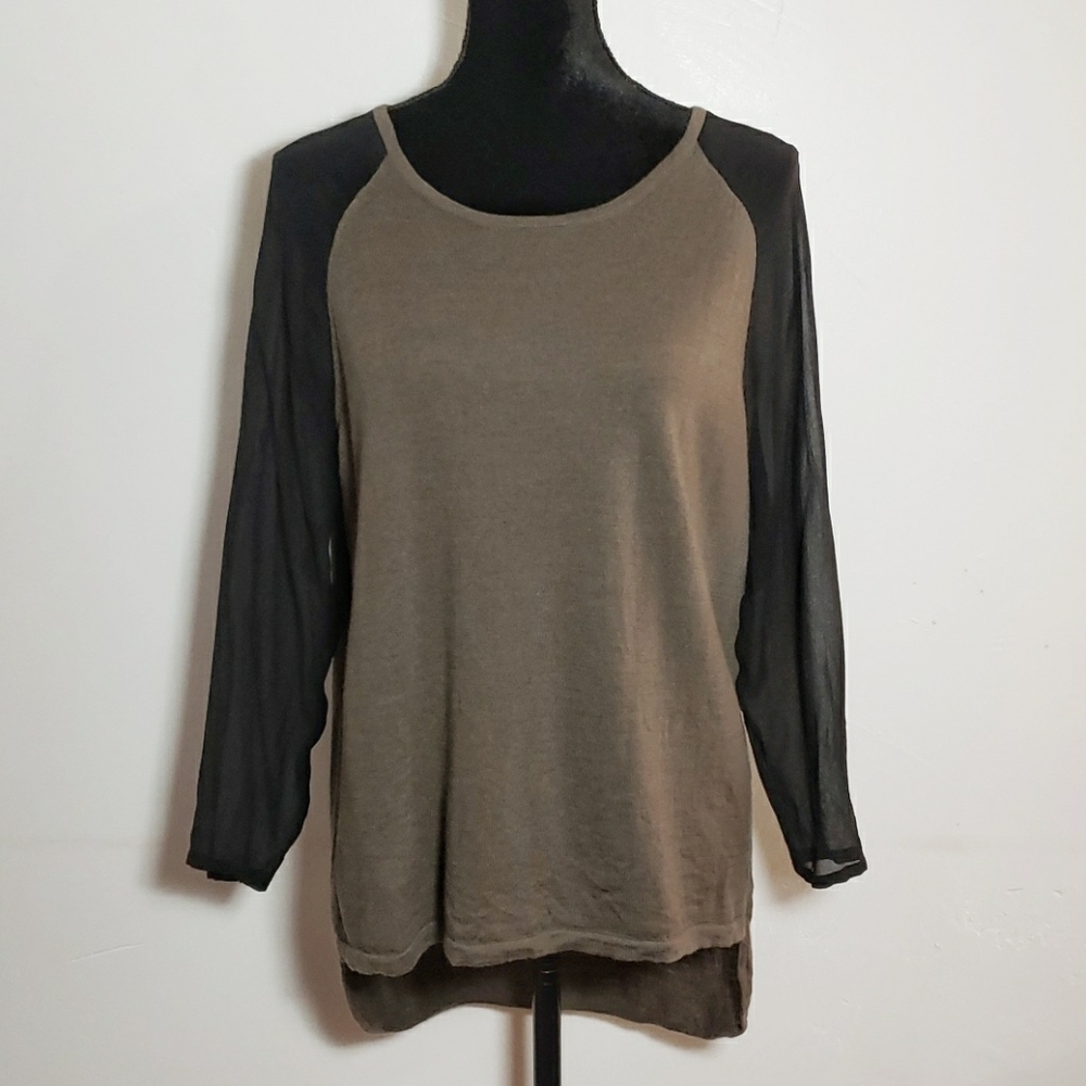 Sandro Cashmere Blend Sheer Sleeve Sweater